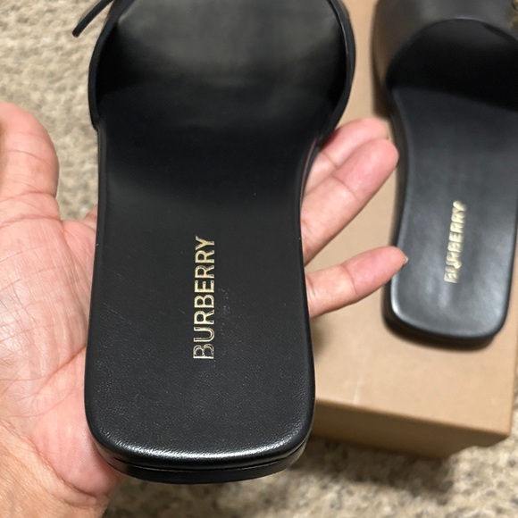 Burberry Black Slides with Gold Logo - Picture 4 of 16
